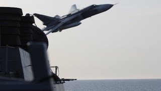 Russian fighter jet flies within 75 feet of US ship [upl. by Aire]