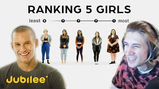 xQc Reacts to Ranking Women By Attractiveness  5 Guys vs 5 Girls [upl. by Aseretairam]