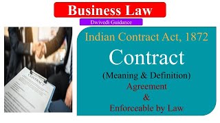 Contract Meaning amp Definition  The Indian Contract Act 1872  Agreement amp Enforceable by Law [upl. by Nyral852]