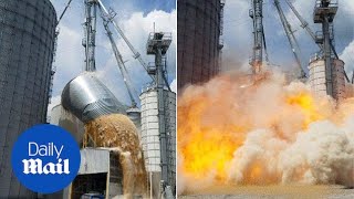 Shocking moment grain store explodes after collapsing  Daily Mail [upl. by Ihcego]