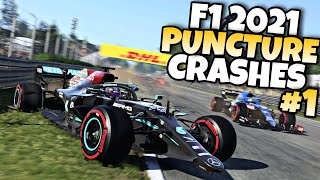 F1 2021 PUNCTURE CRASHES 1 [upl. by Airan568]