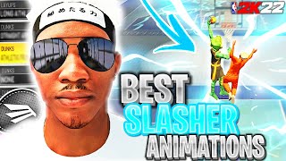 BEST SLASHER ANIMATIONS BADGES amp SETTINGS ON NBA 2K22  HOW TO GET CONTACT DUNKS EVERYTIME ON 2K22 [upl. by Kenlay439]