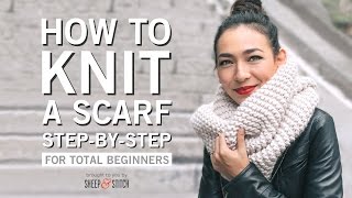 How to Knit a Scarf for Beginners Step By Step [upl. by Kunin]