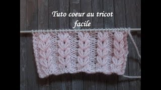 TUTO POINT COEUR AU TRICOT Heart stictch knitting CORAZON PUNTO RUSO DOS AGUJAS [upl. by Sutherland]