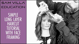 Simple Long Layered Hair Haircut Tutorial with Face Framing [upl. by Essilec]