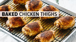 CRISPY BAKED CHICKEN THIGHS  glutenfree paleo keto recipe [upl. by Winstonn]