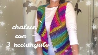 Chaleco a crochet fácil con 3 rectángulos  Ganchillo facial [upl. by Ylyl]