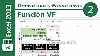 Función VF  Excel 2013 Operaciones Financieras 212 [upl. by Syah]