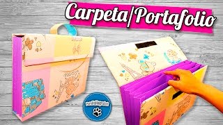 DIY  CarpetaPortafolio Reciclando Cartón  PumitaNegraArt🐾 [upl. by Etteve844]