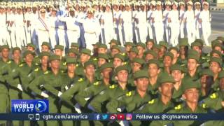 Military parade in Havana celebrates Cuban revolution [upl. by Ardnuyek919]