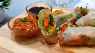 rice paper rolls vegetarianVietnamese Spring Rollsvegetarian Vietnamese spring rolls [upl. by Eessej121]