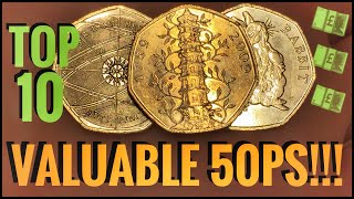 Top 10 Most Valuable and Rare 50p Coins UK Circulation [upl. by Isied]