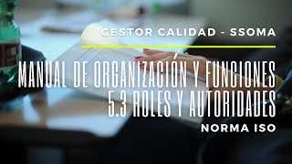 MANUAL DE ORGANIZACIÓN Y FUNCIONES MOF  53 NORMA ISO [upl. by Hassett]