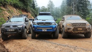 Mercedes X CLASS vs Navara vs Hilux vs L200 OFF ROAD TURKIYE  PICK UP CHALLENGE 💥💥💥 [upl. by Ahsiekal]