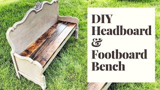 DIY Farmhouse Bench  Repurposed Headboard and Footboard [upl. by Yreffoeg547]