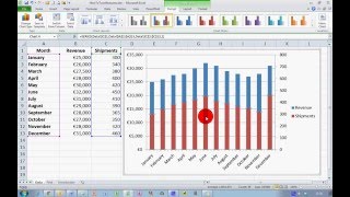 How To Display Two Measures in a BarLine Chart in Excel 2010 [upl. by Sidalg]