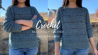 Crochet Bead Stitch Sweater Pattern Learn to Crochet a Simple Sweater [upl. by Tandy799]