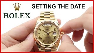 HOW to set Rolex DayDate Watches Change the Time Date amp Day [upl. by Nosneh]