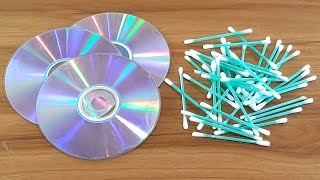 RECYCLING CD DISC amp COTTON BUDS CRAFTING 2020  WASTE CD DISC REUSE IDEA [upl. by Aneger]