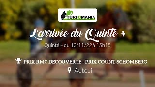 Turfomania Arrivée quinté du Dimanche 13 Novembre 2022 [upl. by Lekzehcey]