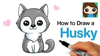 How to Draw a Husky Puppy Easy [upl. by Anitsyrhk]