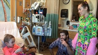 Miley Cyrus Tears Up As 8YearOld With Cancer Sings To Her From Hospital Bed [upl. by Haimrej984]