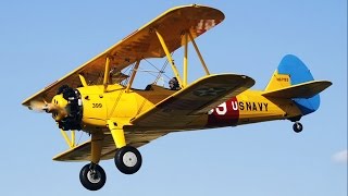 Boeing Stearman Biplane  Airshow Display Flight  AFW2014  Takeoff Aerobatics amp Landing [upl. by Drogin275]