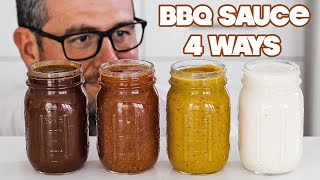 Making Homemade BBQ Sauce 4 Ways » Sweet  Vinegar  Mustard  White [upl. by Anujra815]