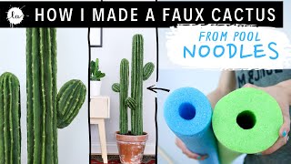 DIY big cactus plant tutorial USING POOL NOODLES [upl. by Lerred]