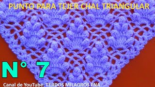 Chal N° 7 tejido a crochet en punto FRESITAS en forma triangular en V o en punta paso a paso [upl. by Abdel784]