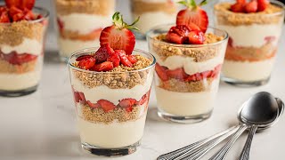 No Bake Strawberry Cheesecake Cups [upl. by Stalker]