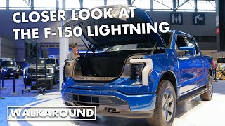 2022 Ford F150 Lightning Front and Rear Storage and Power Features Demo [upl. by Elbys203]