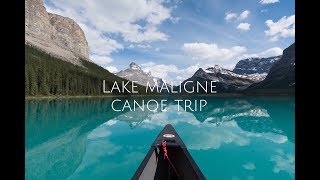 Maligne Lake Canoe Trip Jasper National Park Crescent Creek Camping [upl. by Enoryt]