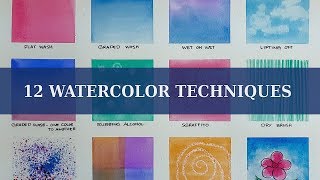 12 WATERCOLOR TECHNIQUES FOR BEGINNERS [upl. by Yug]