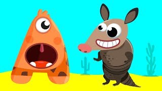 ARMADILLO  Learn the Alphabet Animals  Letter A [upl. by Tomlin396]