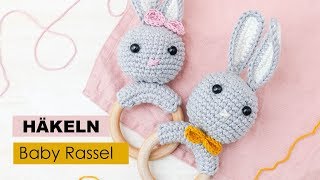 Hasen Rassel häkeln  🎁 DIYGeschenk zur Geburt [upl. by Enomar871]