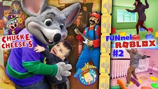 SHAWN goes to CHUCK E CHEESES  FUNnel Fam Roblox Obby Competition FV Family [upl. by Matlick]