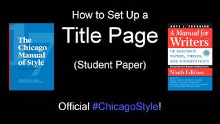 How to Format a Title Page in TurabianChicago Style [upl. by Ibbob]