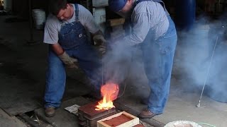 Pouring Molten Brass Backyard Molding and Foundry Work [upl. by Coridon]