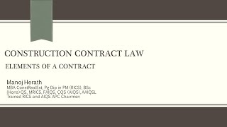 Construction Contract Law  Elements of a Contract [upl. by Mathilda]