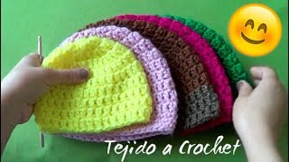 GORROS BASICOS TEJIDOS A CROCHET PASO A PASO EN ESPAÑOL EN TODAS LAS TALLAS [upl. by Ecyle]