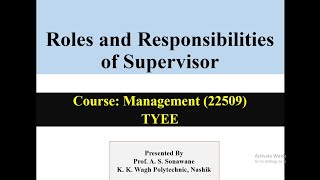 Roles and Responsibilities of Supervisor [upl. by Artnoed796]