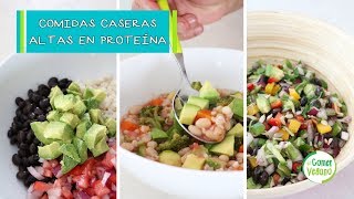 COMIDAS CASERAS ALTAS EN PROTEÃNA  Comer Vegano [upl. by Anauqahs]