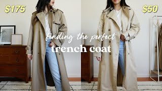 Finding my PERFECT trench coat  comparing affordable options  SPRING ESSENTIALS [upl. by Caryl917]