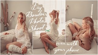 VALENTINES Day Special DIY Classy Modest BOUDOIR Photoshoot TUTORIAL At Home iPhone PHOTOGRAPHY [upl. by Ynittirb]