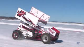 Sprint Cars on ICE  Houghton Lake Liveno music [upl. by Cherey]