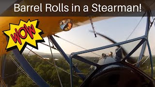 Stearman Biplane Aerobatic Ride  Barrel Rolls  Open Cockpit [upl. by Wivinah]