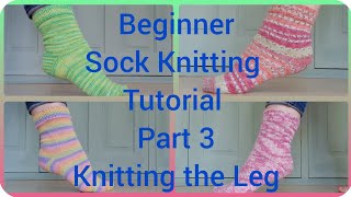 Beginner Sock Knitting Tutorial Part 3 Knitting the Leg [upl. by Lehcir151]