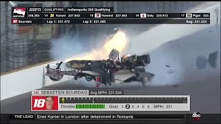 Sebastien Bourdais Huge Crash 2017 Indy500 Qualifying [upl. by Shari520]