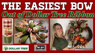 Dollar Tree Ribbon Bow Tutorial DIY  Bestie Bow  BEAUTIFUL amp EASY BOW 🎀 [upl. by Weikert442]